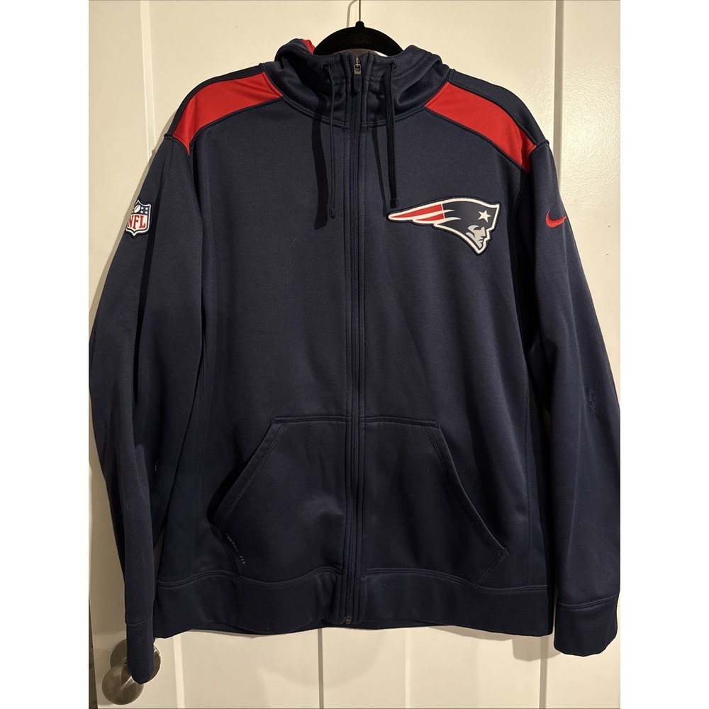 Nike New England Patriots Therma Fit Full Zip Hoodie NFL On Field Men's Large